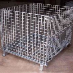 foldable lockable wire mesh transport metal storage wire mesh pallet cage Stackable Folding Metal Wire Mesh Storage Cage
