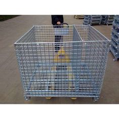 foldable lockable wire mesh transport metal storage wire mesh pallet cage Stackable Folding Metal Wire Mesh Storage Cage