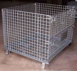 foldable lockable wire mesh transport metal storage wire mesh pallet cage Stackable Folding Metal Wire Mesh Storage Cage