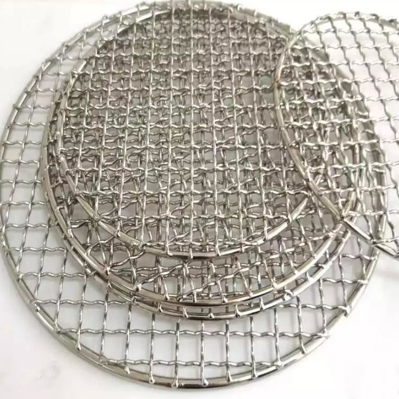 Grillage rond de barbecue, autour du grillage tissé serti par replis net de gril de barbecue de BARBECUE de l'acier inoxydable 304